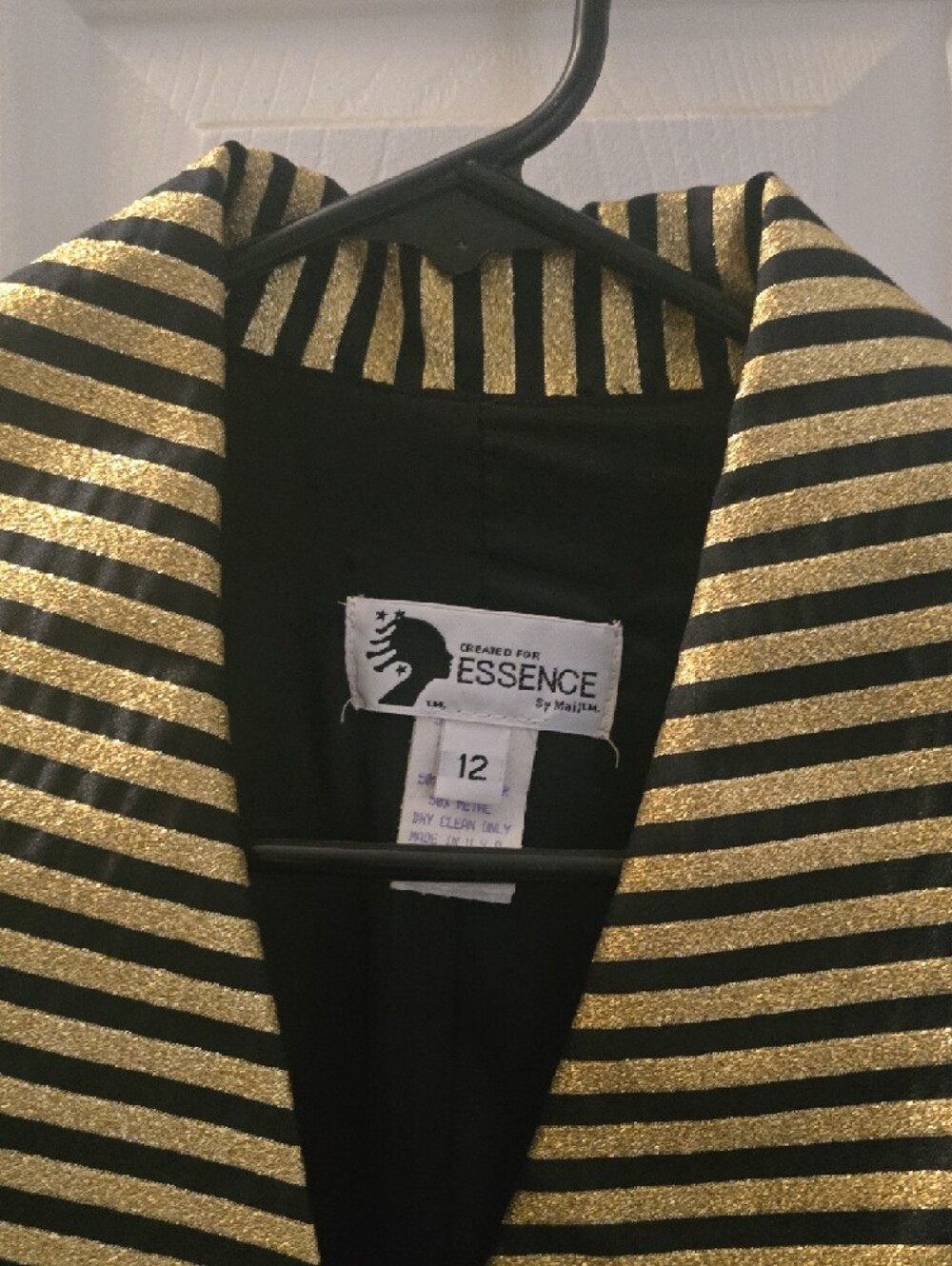 Black Women's Blazer & Skirt Set with Gold Striped Trim - Picture 4 of 9